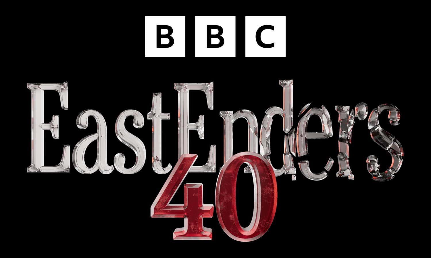 A BBC logo on top of an EastEnders 40 logo