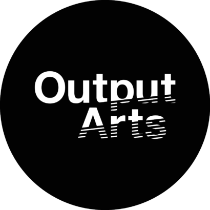 Black circluclar logo for Output Arts