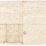A cream-coloured letter, covered edge-to-edge in dense brown-ink cursive. The right panel opens to a long letter beginning “Honoured Madam,” while the left flap bears the recipient’s name “Mrs Adams, Northumberland” and 1759 postal markings.