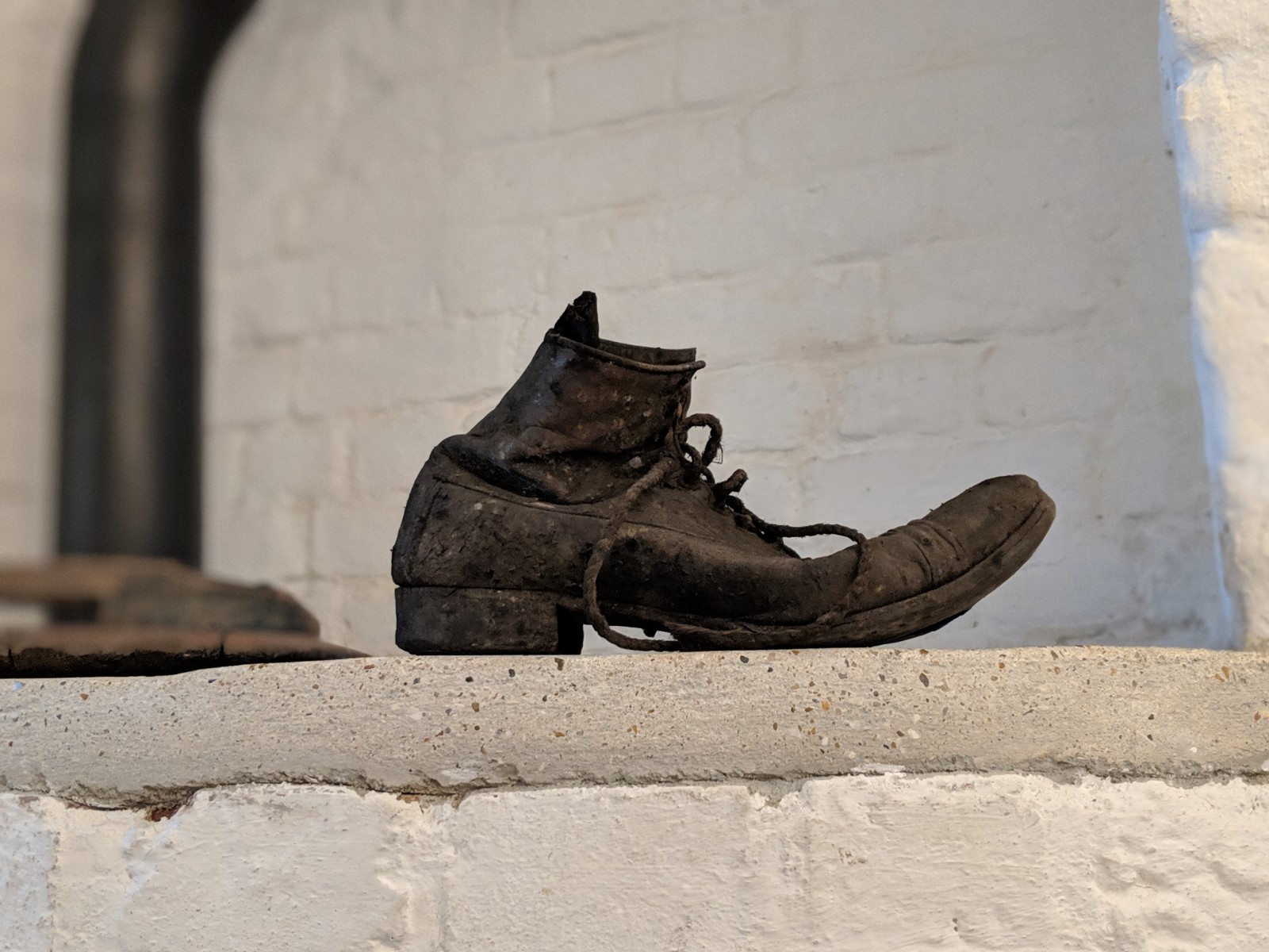 Weathered leather boot.