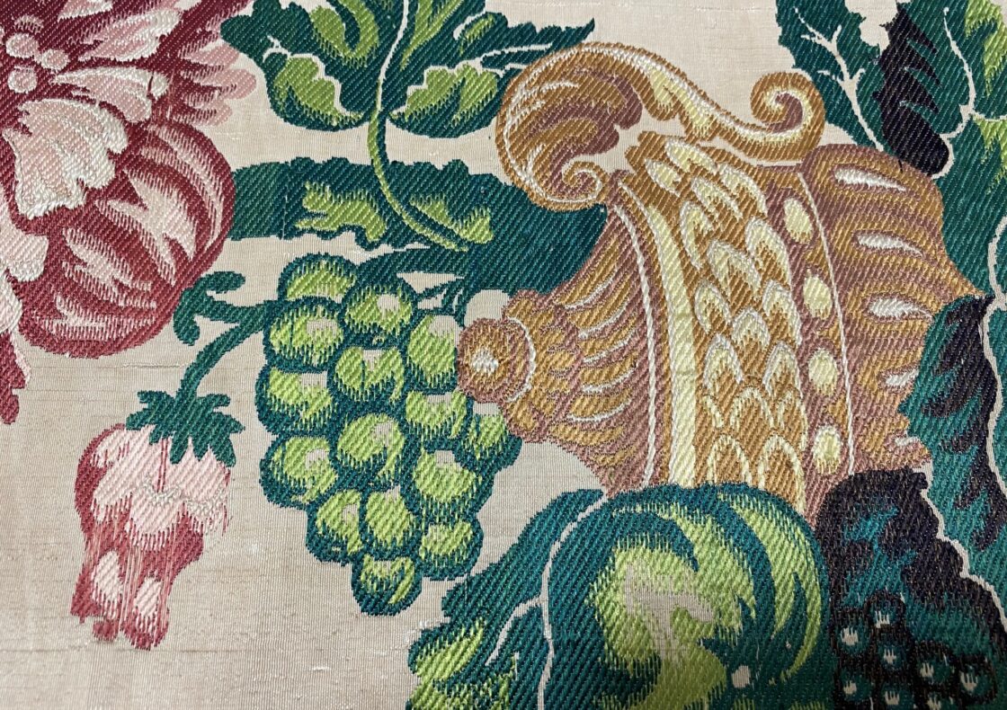 Detailed view of a silk textile.