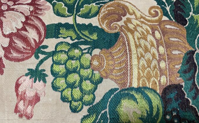 Detailed view of a silk textile.