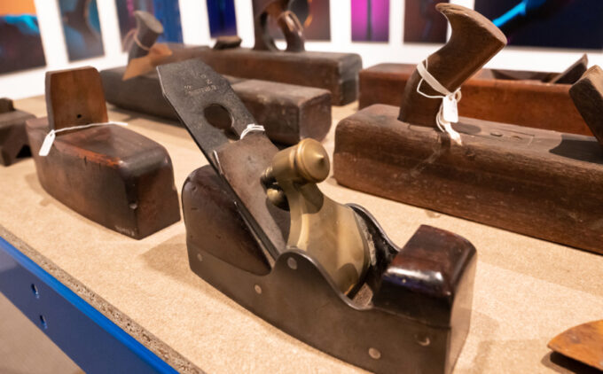 A close up of metal objects from the Museum's collections