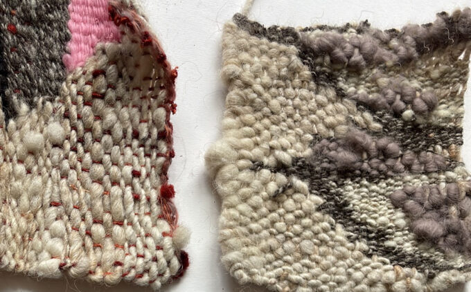 A close up of woven wool samples.