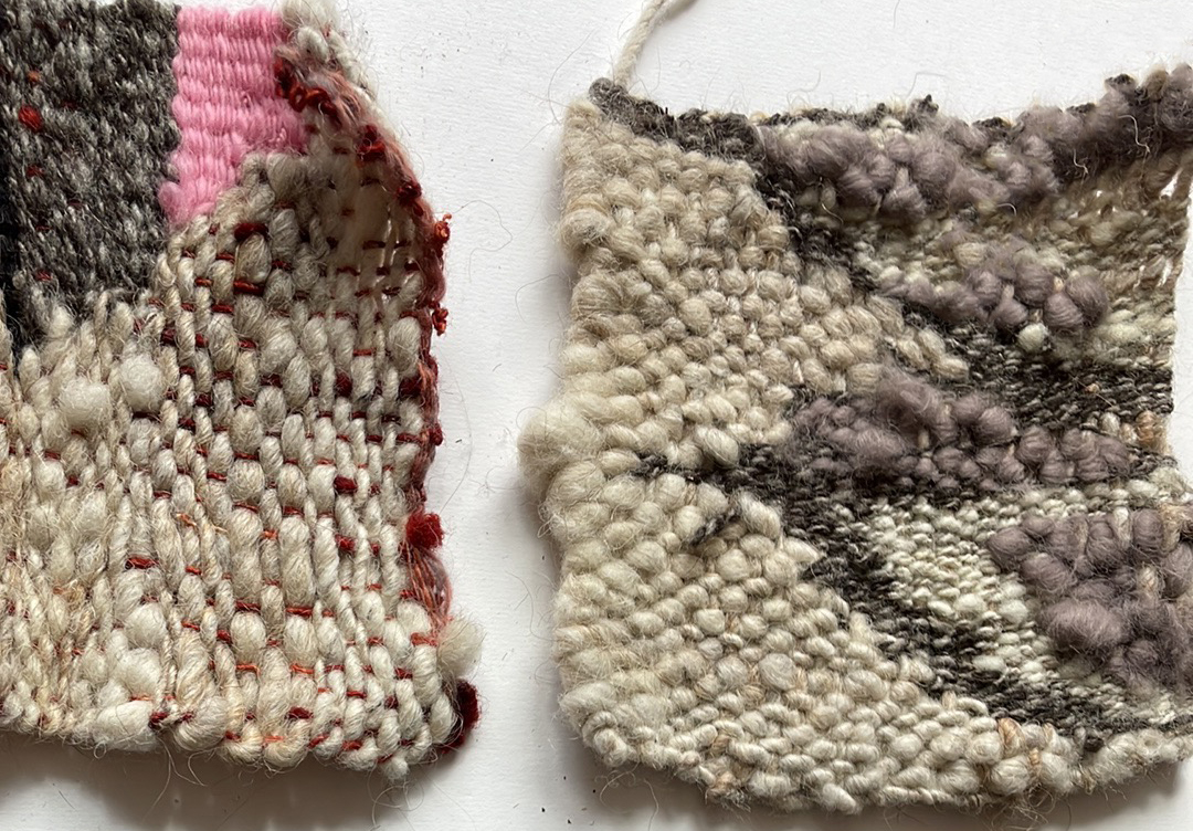 A close up of woven wool samples.