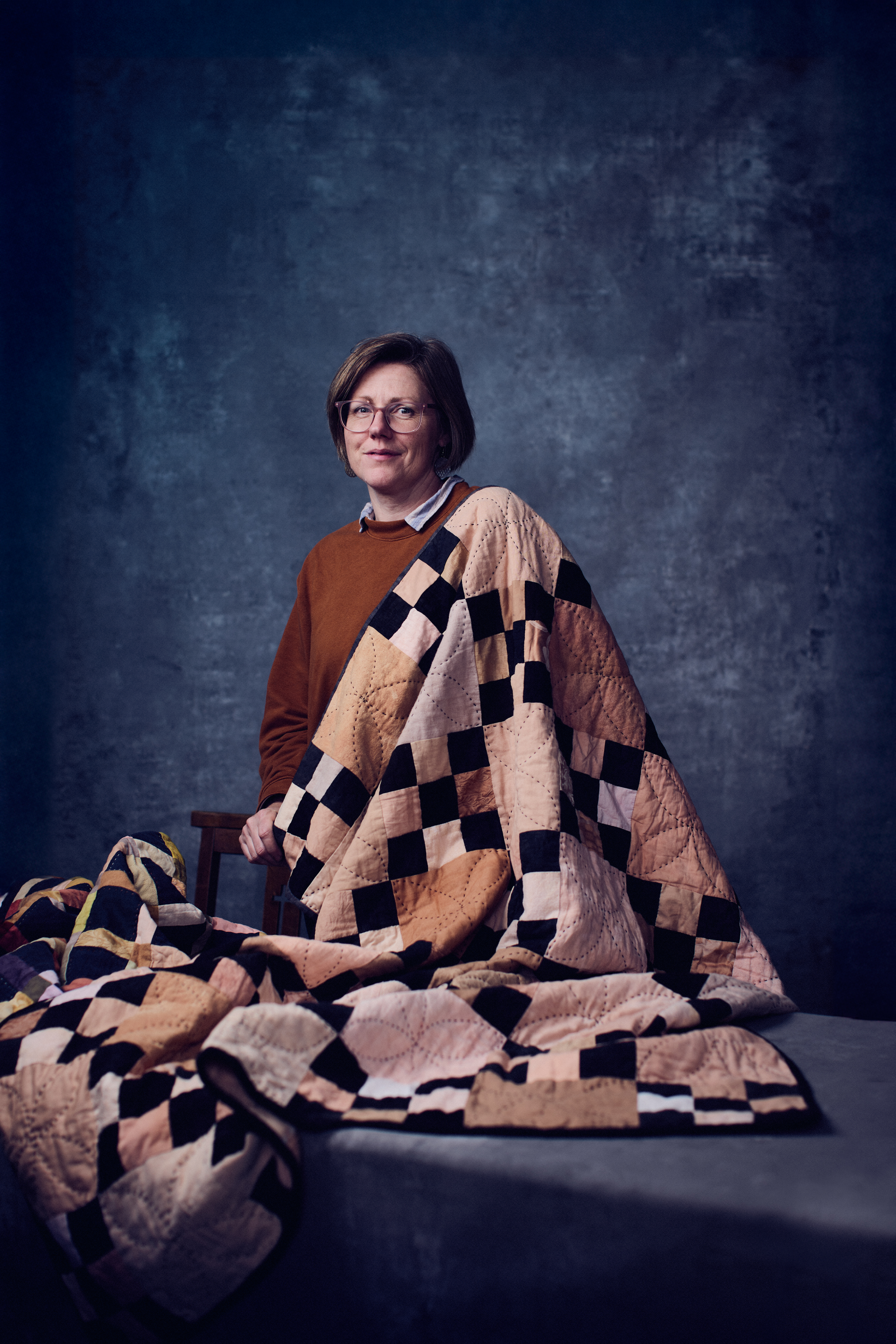 Elli Beaven of Wholecloth Studio photographed in the Selvedge Winter Fair Pop-up studio.